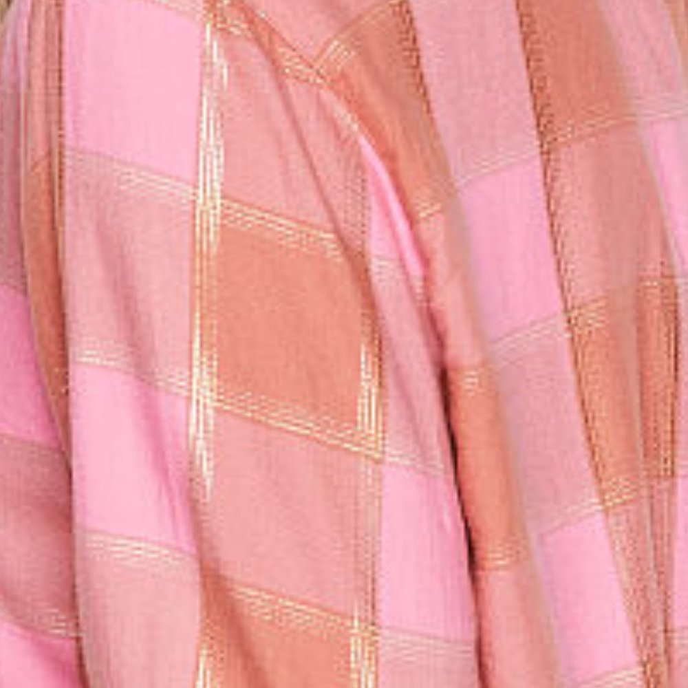 VICTORIA'S SECRET XS Flannel Top Plaid Pink w/ Gold Metallic NWT - Picture 11 of 16